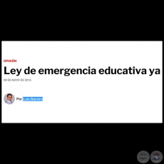 LEY DE EMERGENCIA EDUCATIVA YA - Por LUIS BAREIRO - Domingo, 08 de Mayo de 2016